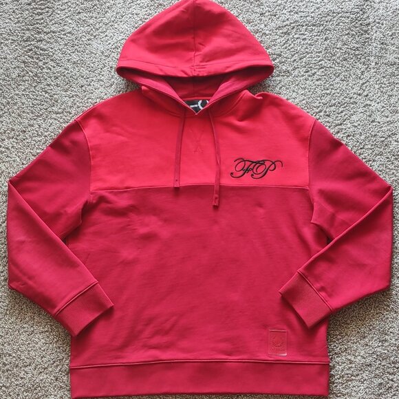 Raf Simons X Fred Perry Hoodie Men's Size 38 Medium Red Colorblock Embroidery - Picture 2 of 16